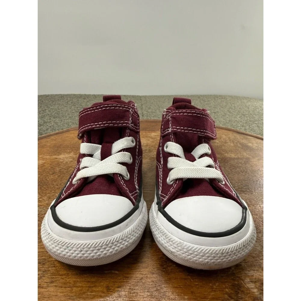 Converse All Star Shoes Baby Toddler 5 Burgundy Canvas High Top Sneakers